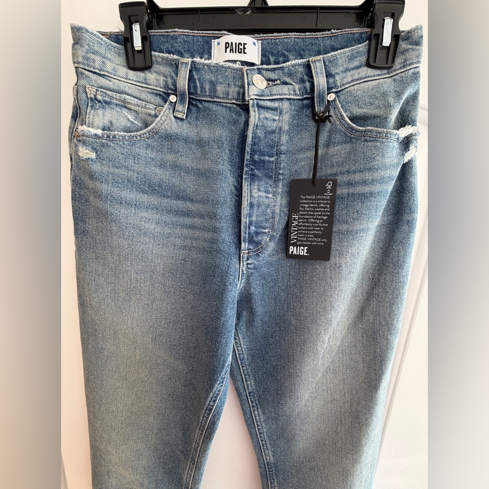 NWT. PAIGE SAWYER High Rise Straight Leg LightBlue Women's Jeans - Picture 3 of 12